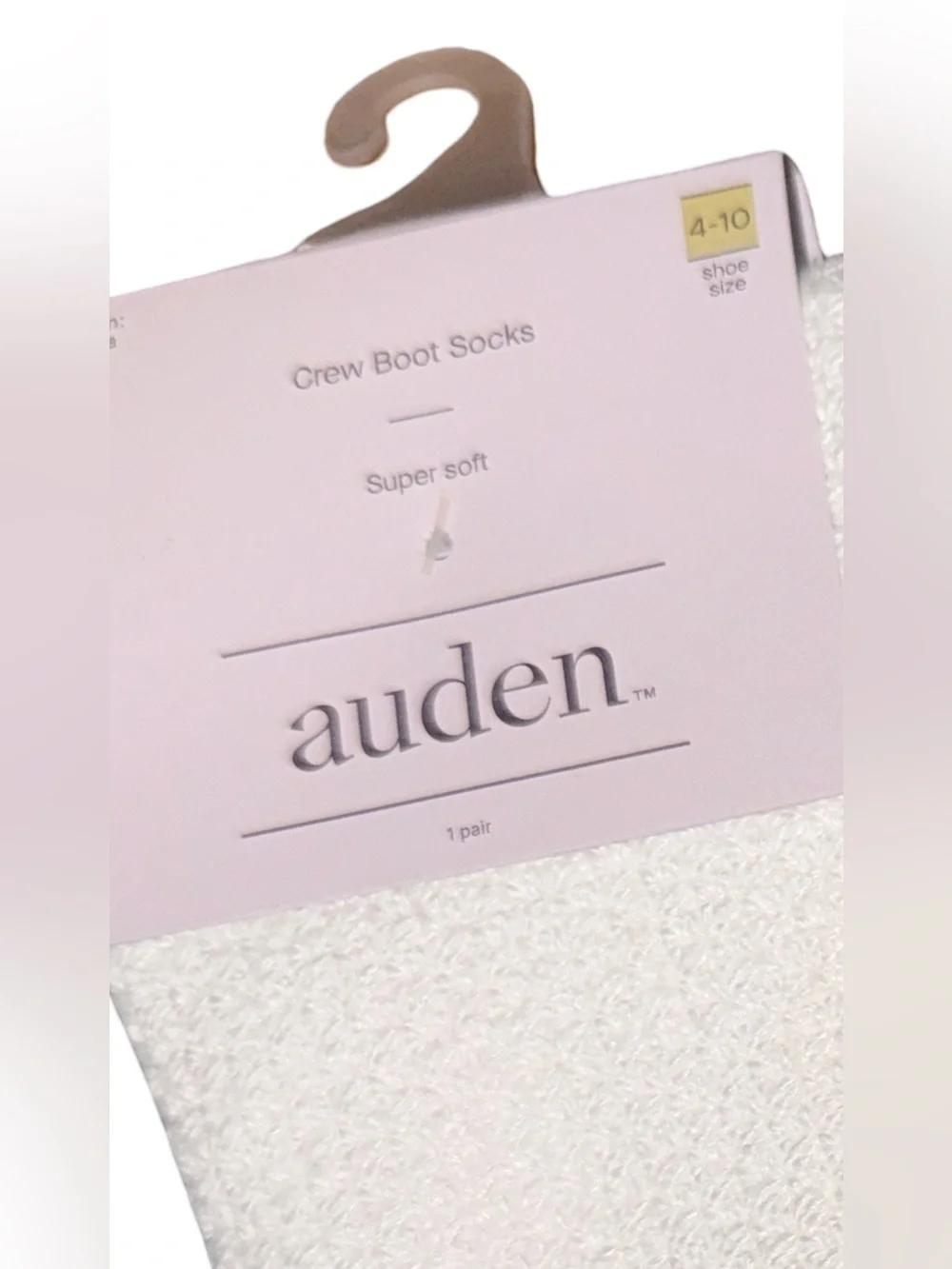 LOT OF 2 Women's Crew Boot Socks Auden Brown & White Super Soft Sz 4-10 NWT